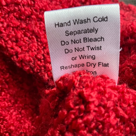 Soft Cozy Boucle Knit Pop of Red Cardigan Sweater Art to Wear Funky Quirky L - Picture 8 of 9